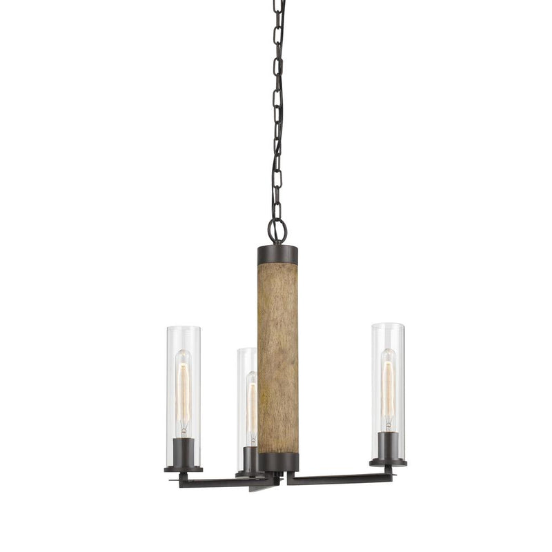 60W X 3 Silverton Metal/Wood 3 Light Chandelier