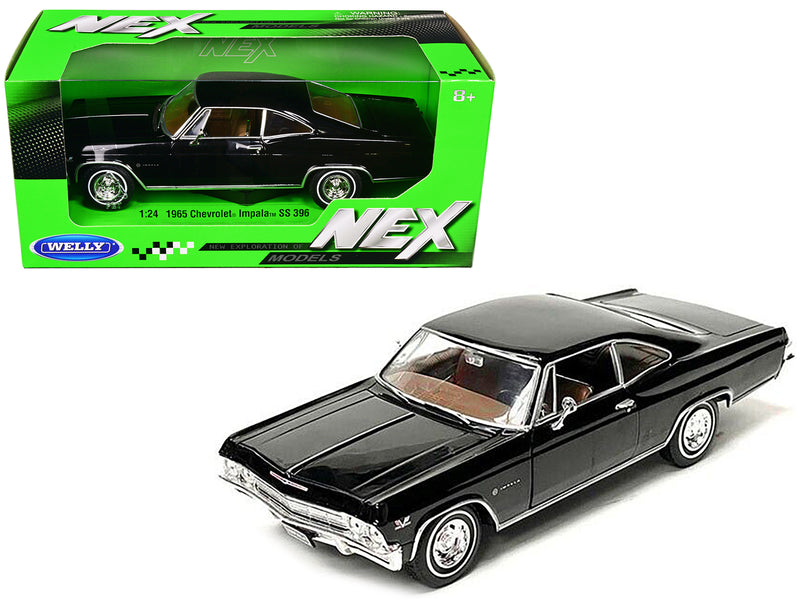 1965 Chevrolet Impala SS 396 Black with Brown Interior NEX Models 1/24 Diecast Model Car by Welly