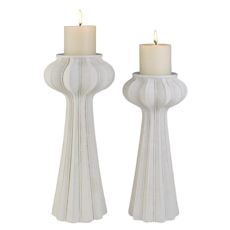 Nautilus Candleholder Set- White