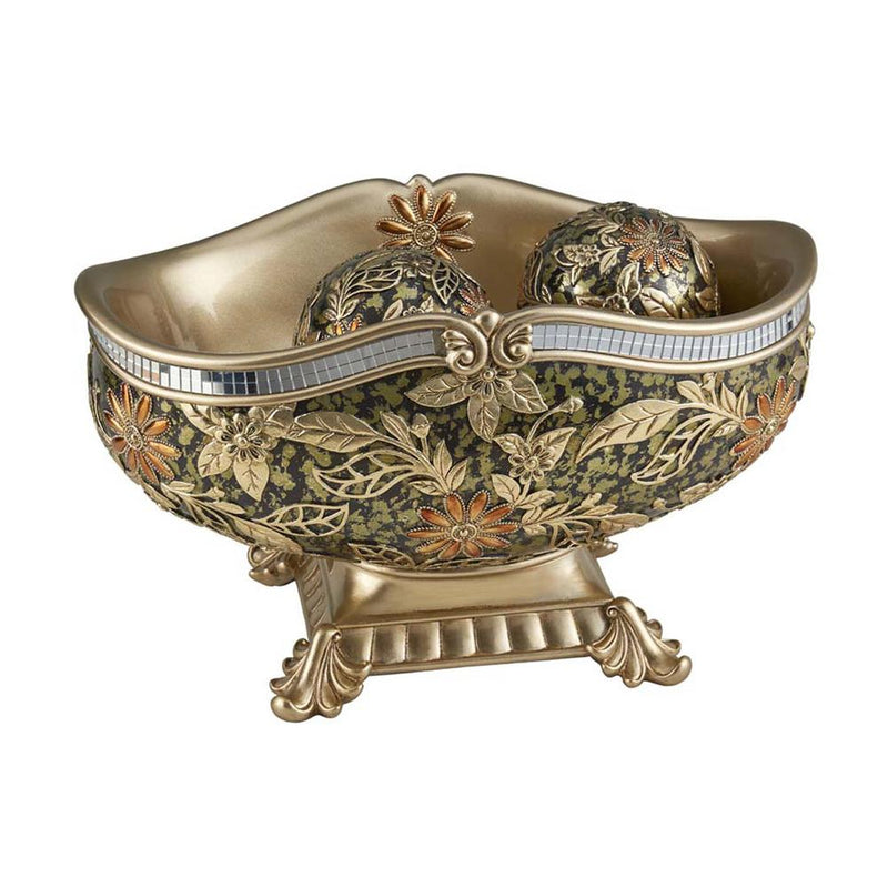 8 H Chrysanthemum Decorative Bowl With Spheres