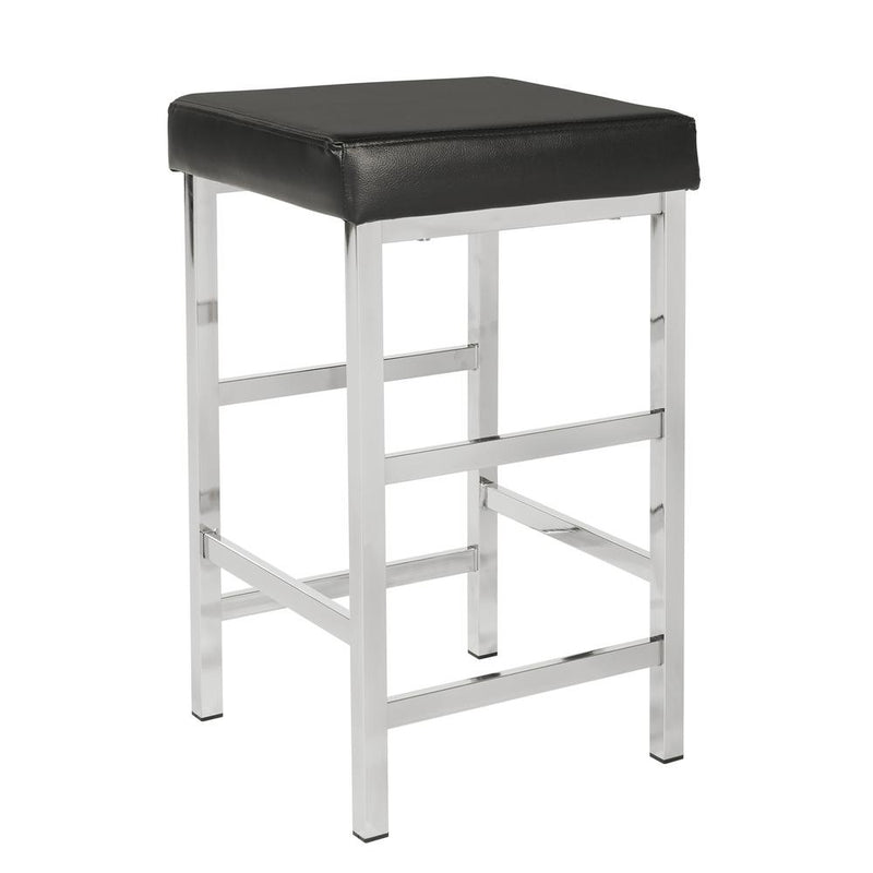 26" Backless Stool in Black Fabric with Polished Chromes Legs, MET1326C-BK