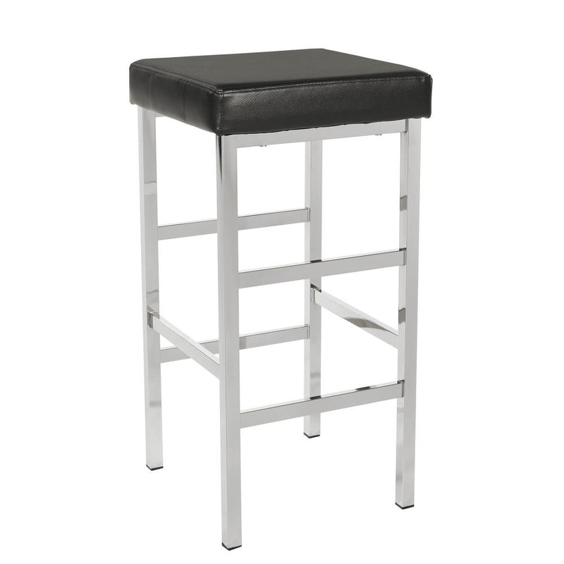 30in. Chrome Backless Stool in Black Vinyl, MET1330C-BK