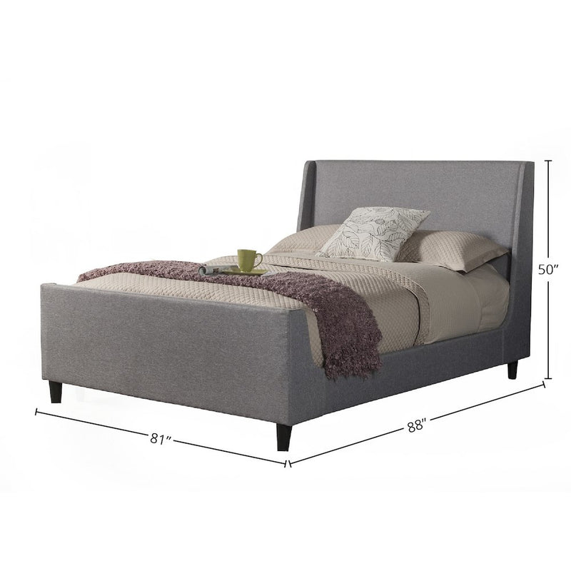 Amber Standard King Upholstered Bed, Grey Linen