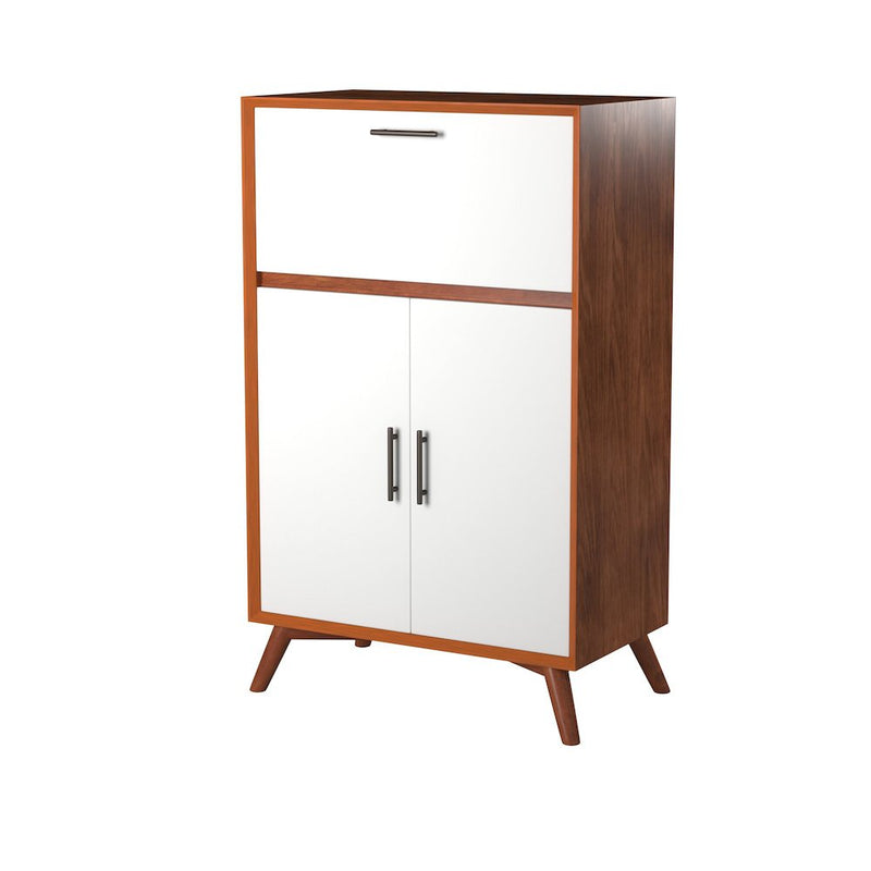 Flynn Large Bar Cabinet w/Drop Down Tray, Acorn/White