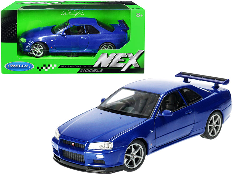 Nissan Skyline GT-R (R34) RHD (Right Hand Drive) Blue Metallic "NEX Models" 1/24 Diecast Model Car by Welly