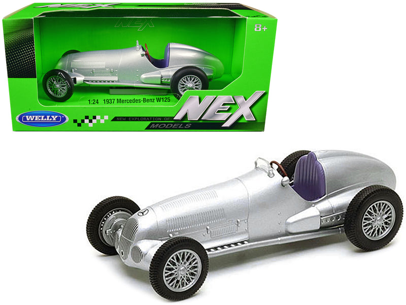 1937 Mercedes-Benz W125 Silver Metallic NEX Models Series 1/24 Diecast Model Car by Welly