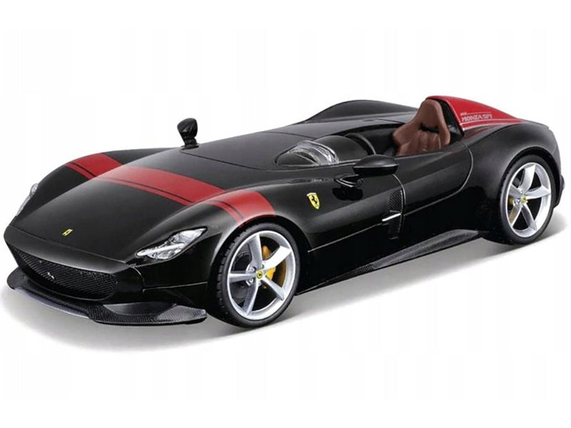 Ferrari Monza SP1 Black Metallic with Red Stripes "Race & Play" Series 1/24 Diecast Model Car by Bburago