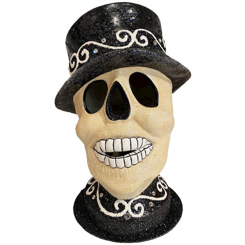 Paper Mache Candy Container - Skull with Top Hat