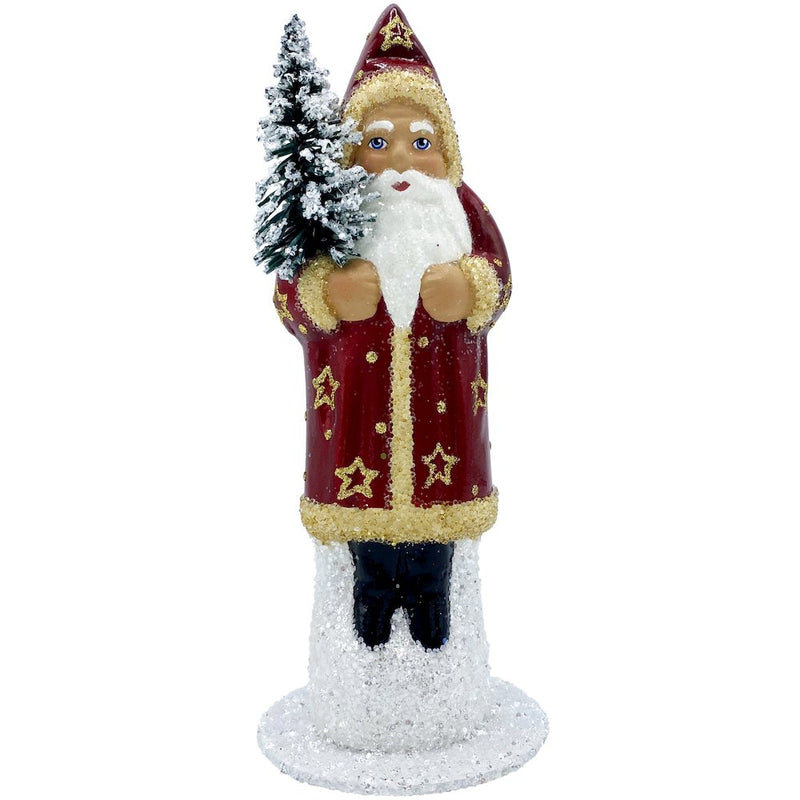 Paper Mache Candy Container -Santa With Stars and Red Coat