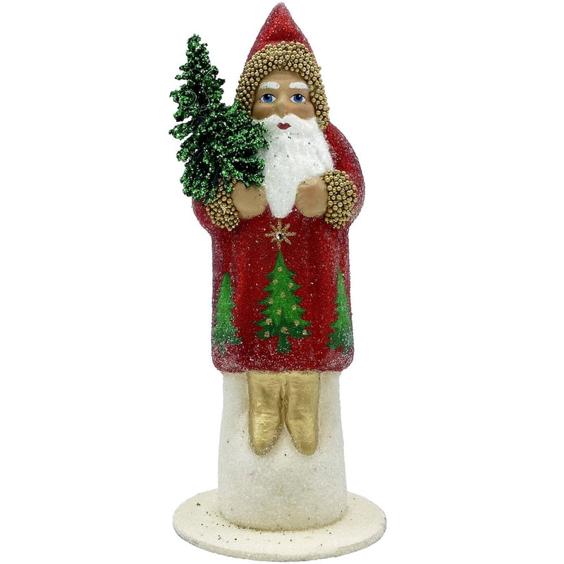 Paper Mache Candy Container - Santa With Swarovski Crystal