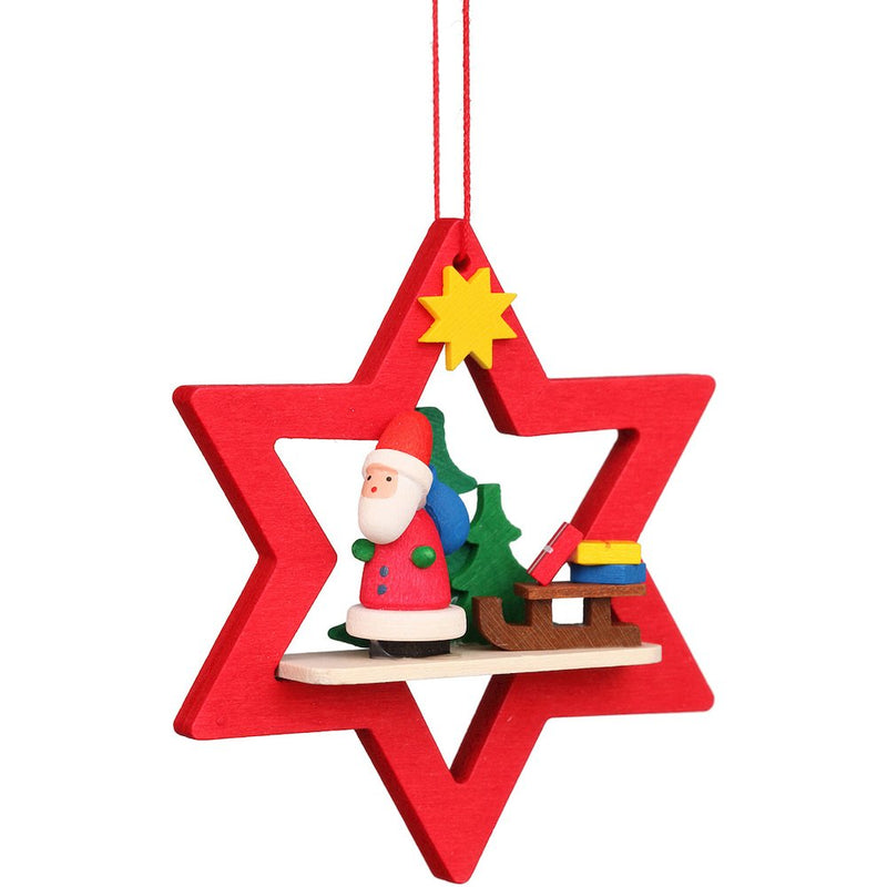 Ornament - Santa with Sled in Red Star