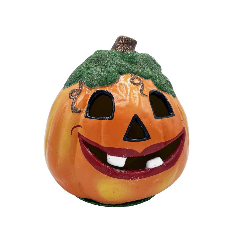 Paper Mache Candy Container - Jack-O-Lantern With Teeth - 7"H x 7"W x 7"d