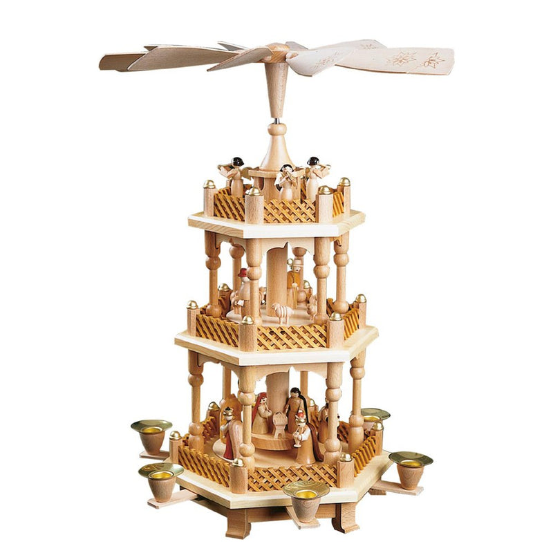 Pyramid - 3 tiers - Nativity Scene. Wise men, Shepherds and Angels