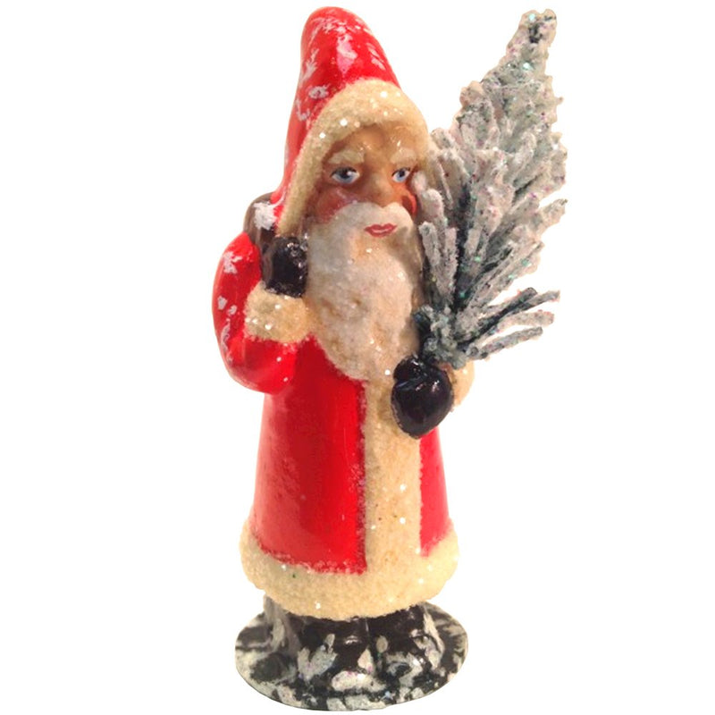 Paper Mache Candy Container - Santa Red Coat and Tree