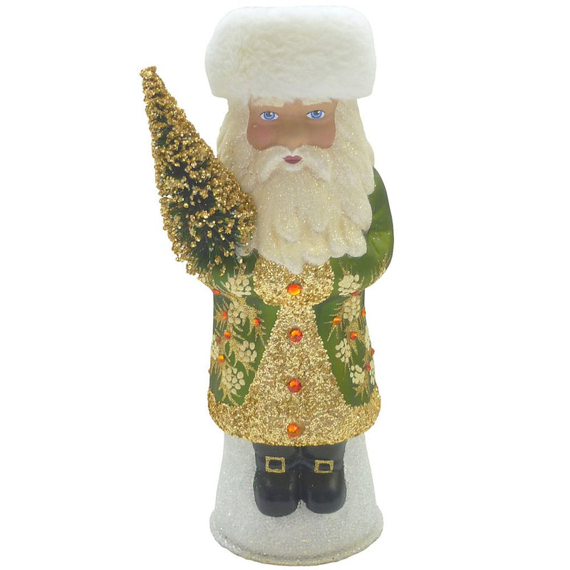 Paper Mache Candy Container - Russian Santa With Swarovski Crystals