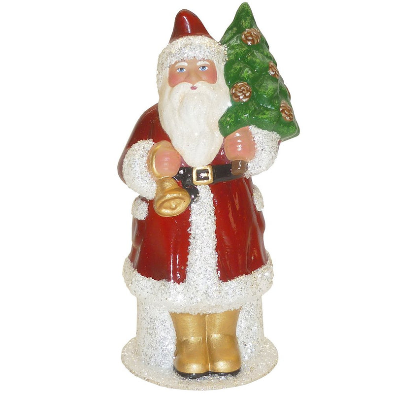 Paper Mache Candy Container - Santa With Tree