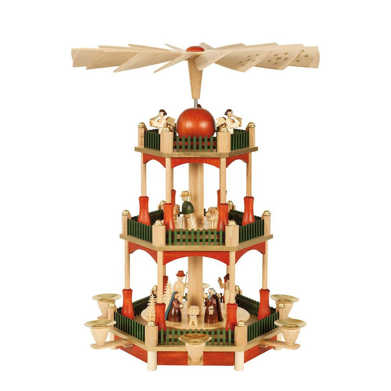 Pyramid - 3-Tier Nativity with Sta" finish