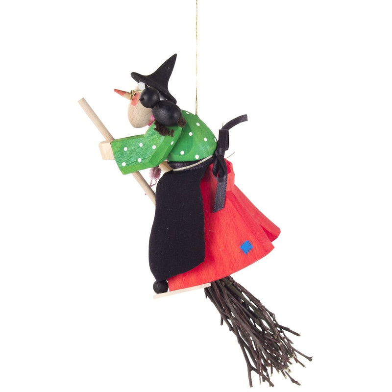 Ornament - Hand Carved Witch With Black Cat