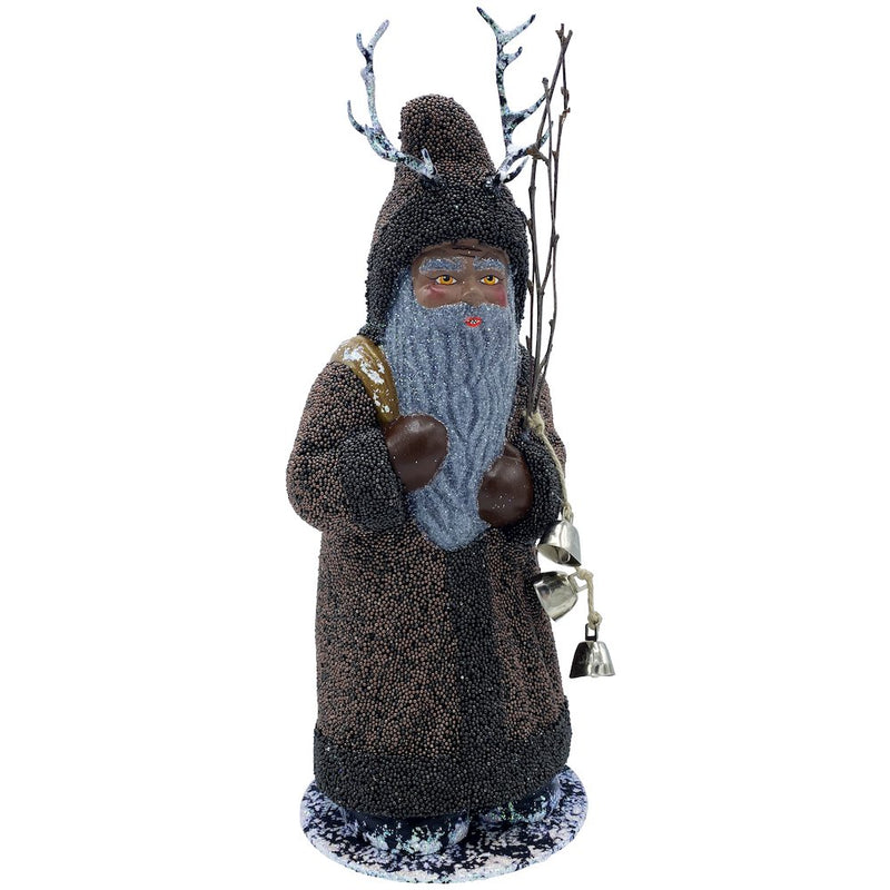 Paper Mache Candy Conatiner - Krampus in a Brown Beaded Coat