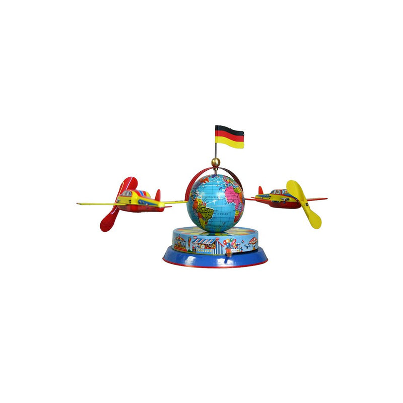 German Collectible Tin Toy - Airplanes Circling Globe