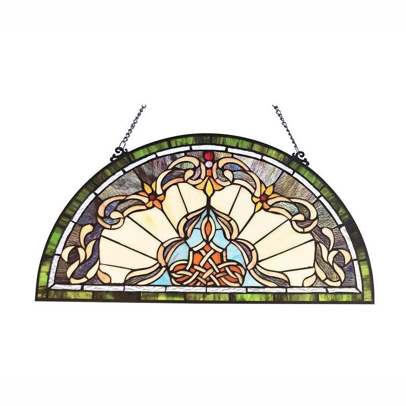 CHLOE Lighting NORENE Tiffany-Style Victorian Stained-Glass Window Panel 12.5" Height