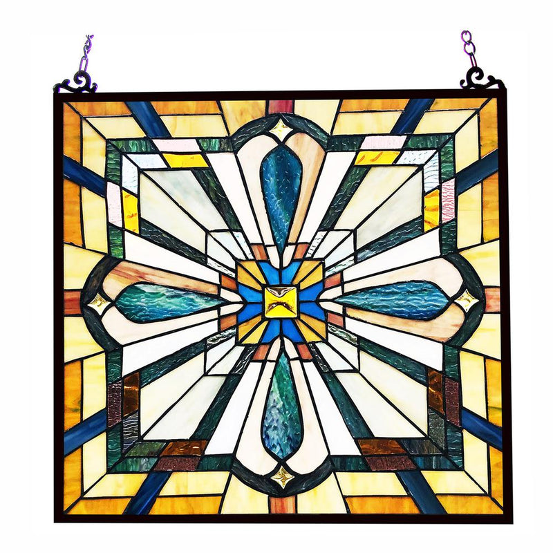 CHLOE Lighting ARCHIE Tiffany-Style Mission Stained Glass Window Panel 20" Height