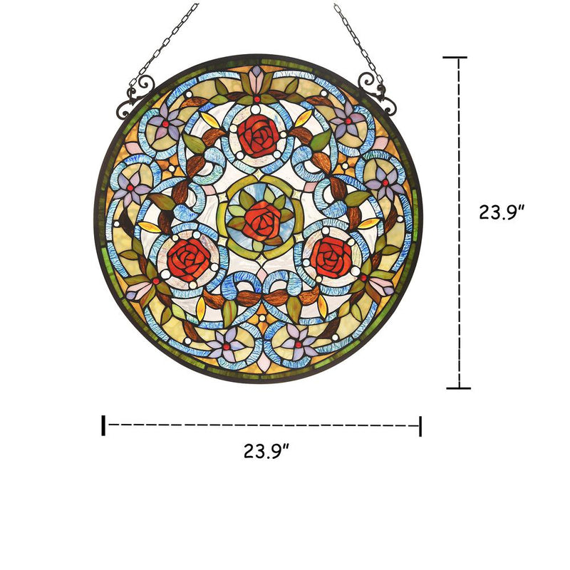 AMARYLLIS Floral Tiffany-glass Window Panel 24" Wide