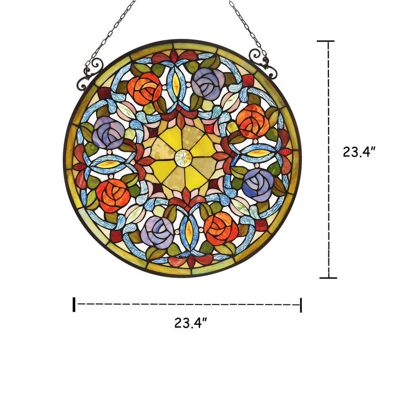 ANEMONE Floral Tiffany-glass Window Panel 24" Wide