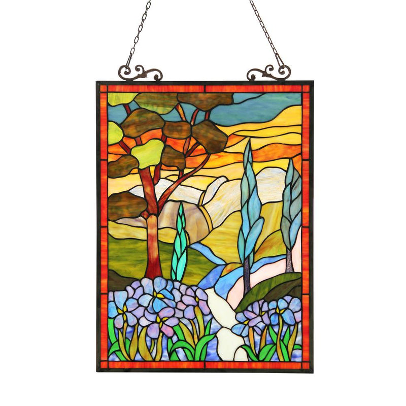 ALMOS Tiffany-glass Floral Window Panel 18X24