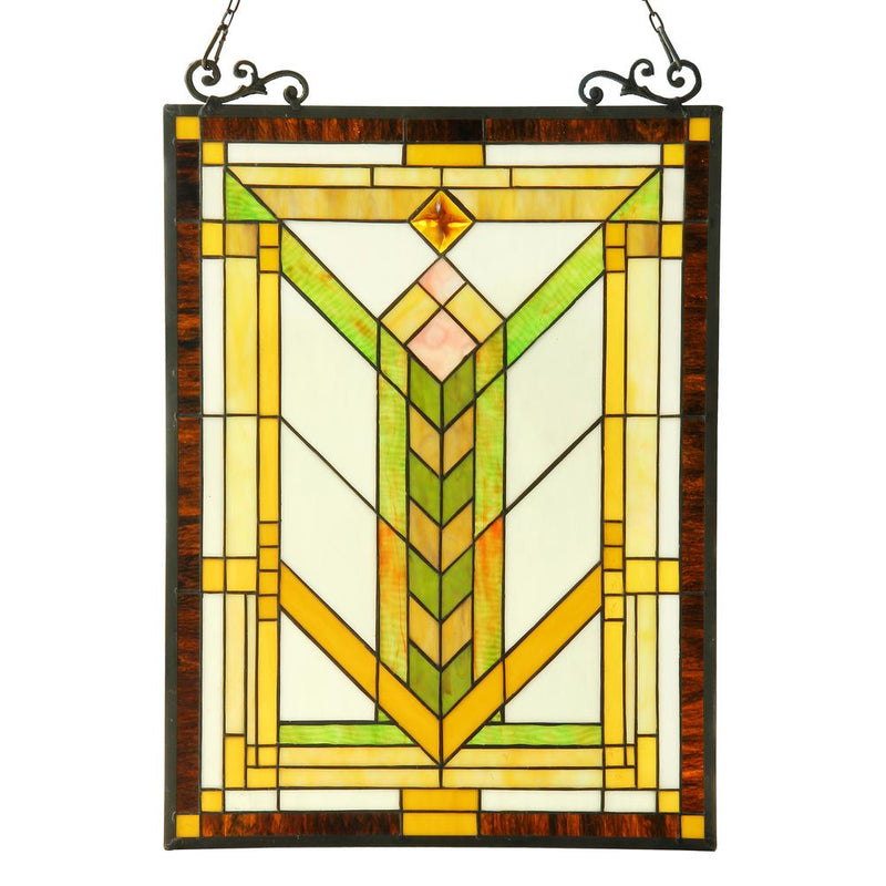 BARLEY Tiffany-glass Mission Window Panel 18x24