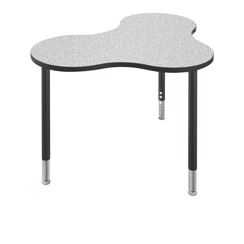 Student Desk - Large Cloud - Gray Nebula Top Surface And Black Edgeband - Black Horseshoe Legs - No Bookbox