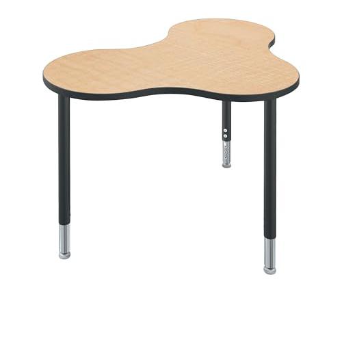 Student Desk - Large Cloud - Fusion Maple Top Surface And Black Edgeband - Black Horseshoe Legs - No Bookbox