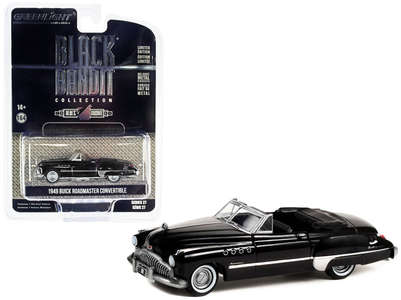 1949 Buick Roadmaster Convertible Black Metallic Black Bandit Series 27 1/64 Diecast Model Car by Greenlight