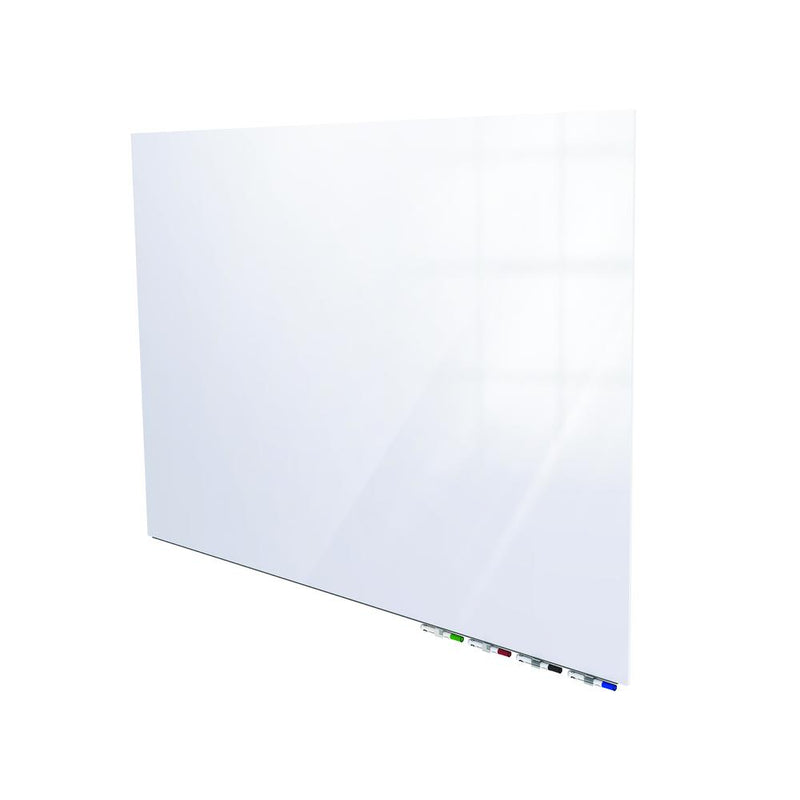 Ghent Aria 3'H x 4'W Magnetic Glass White Board, White Surface, Horizontal, 4 Rare Earth Magnets, 4 Markers and Eraser