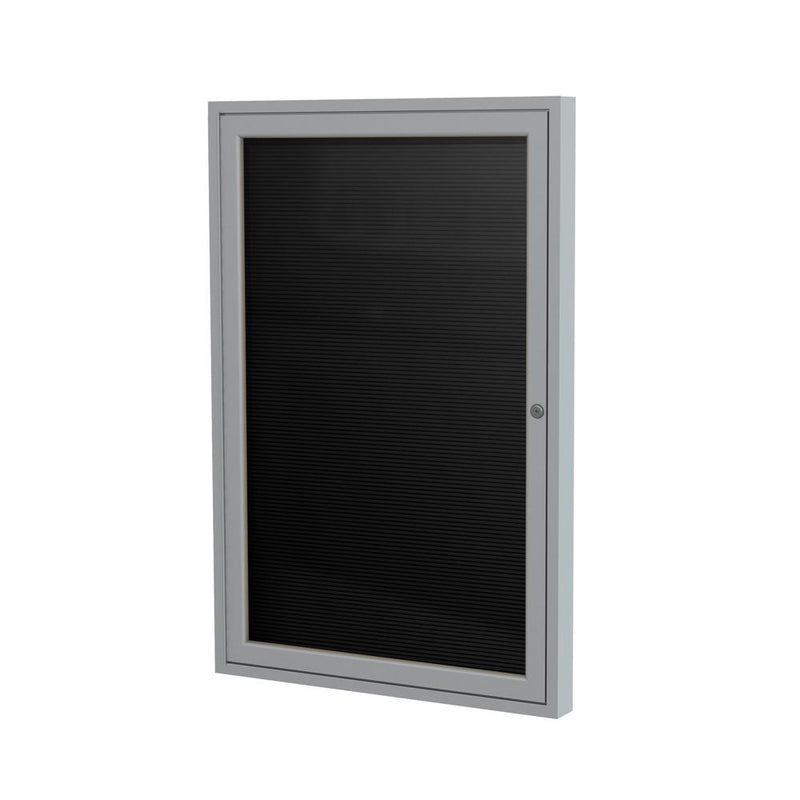 Ghent 1 Door Enclosed Letter Board with Satin Aluminum Frame, Black, 24 H x 18 W, Black