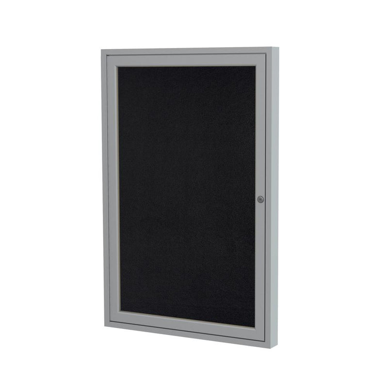 Ghent 1 Door Enclosed Recycled Rubber Bulletin Board with Satin Frame, 24 H x 18 W, Black