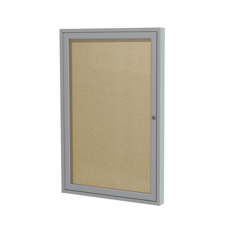 Ghent 1 Door Enclosed Vinyl Bulletin Board with Satin Frame, 36 H x 30 W, Caramel