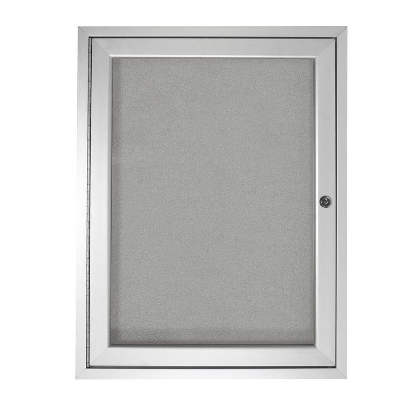 Ghent 1 Door Enclosed Vinyl Bulletin Board with Satin Frame, 24 H x 18 W, Silver