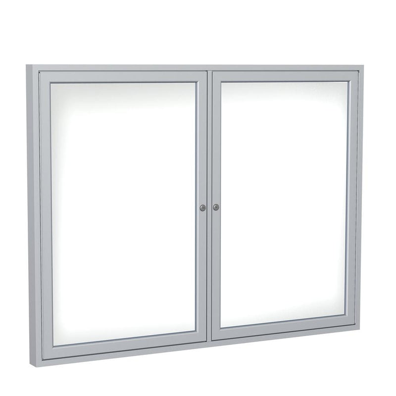 Ghent 2 Door Enclosed Porcelain Magnetic Whiteboard with Satin Frame, 3'H x 5'W