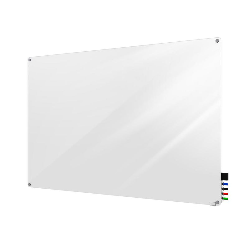 Ghent 2'x3' Harmony Magnetic Glass Board, Colors - Radius Corners - White - 4 Rare Earth Magnets, 4 Markers and Eraser