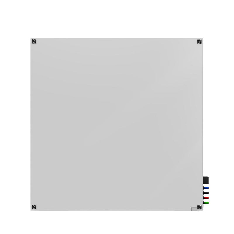 Ghent 4'x4' Harmony Glass Board, Colors - Square Corners - White - 4 Markers and Eraser