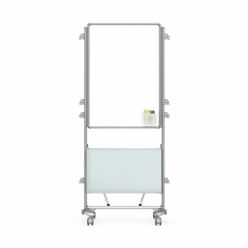 Ghent Nexus Easel+, Mobile 2-Sided Porcelain Magnetic Whiteboard with Tablet Storage, 39 H x 26 W