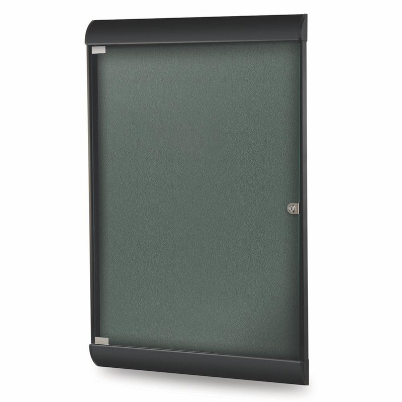 Ghent Silhouette 1 Door Enclosed Vinyl Bulletin Board with Black Frame, 4'H x 2'W, Ebony