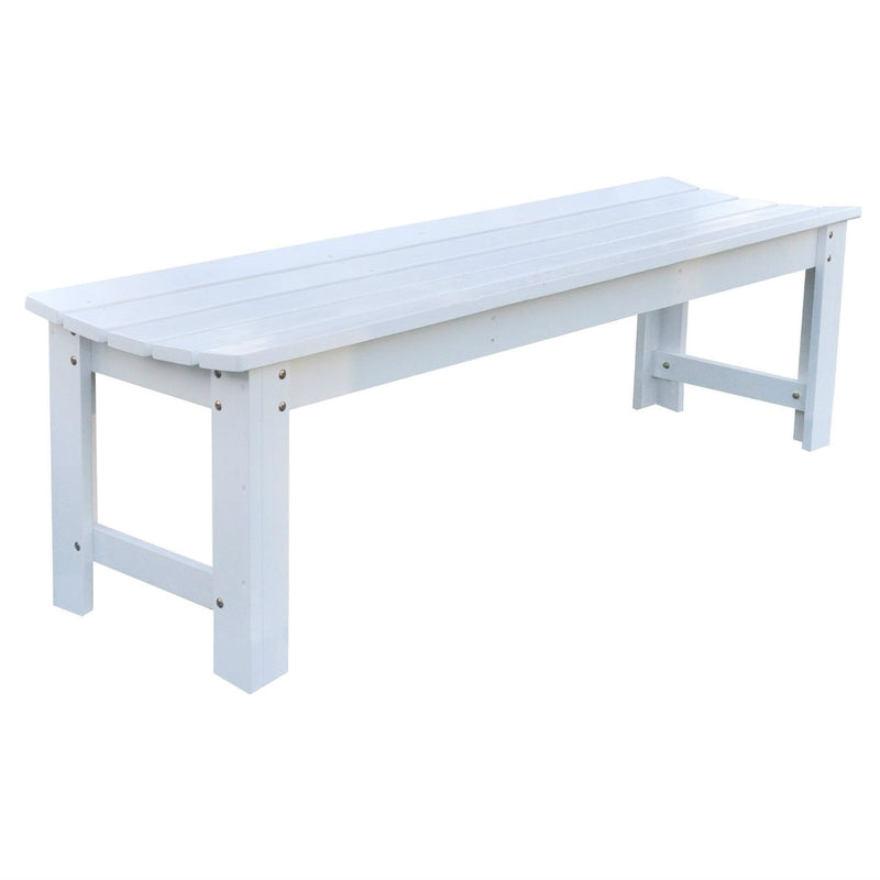 5-Ft Backless Outdoor Garden Bench in Cedar Wood - White