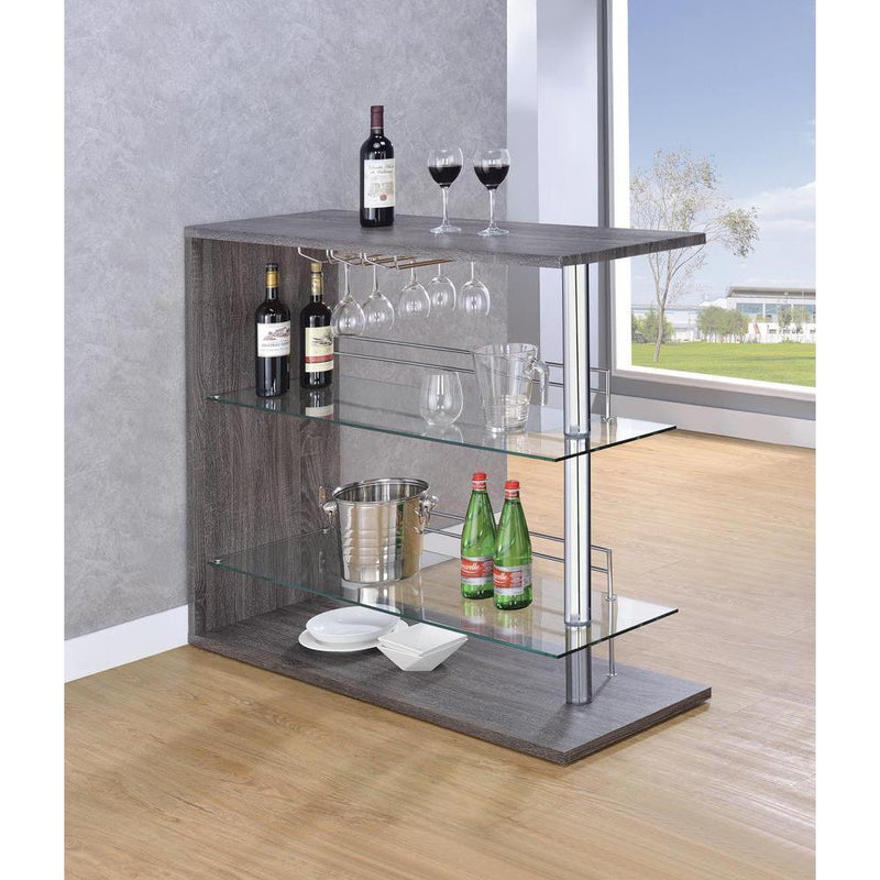 Prescott Rectangular 2-shelf Bar Unit Grey