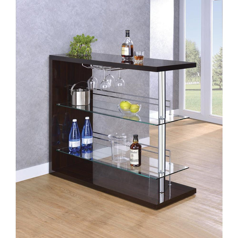 Prescott Rectangular 2-shelf Bar Unit Glossy Cappuccino