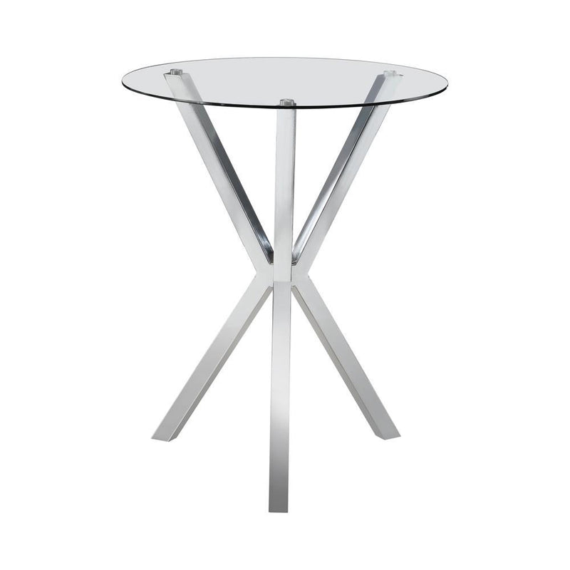 Denali Round Glass Top Bar Table Chrome