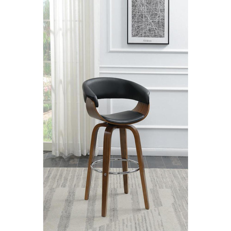 Zion Upholstered Swivel Bar Stool Walnut and Black