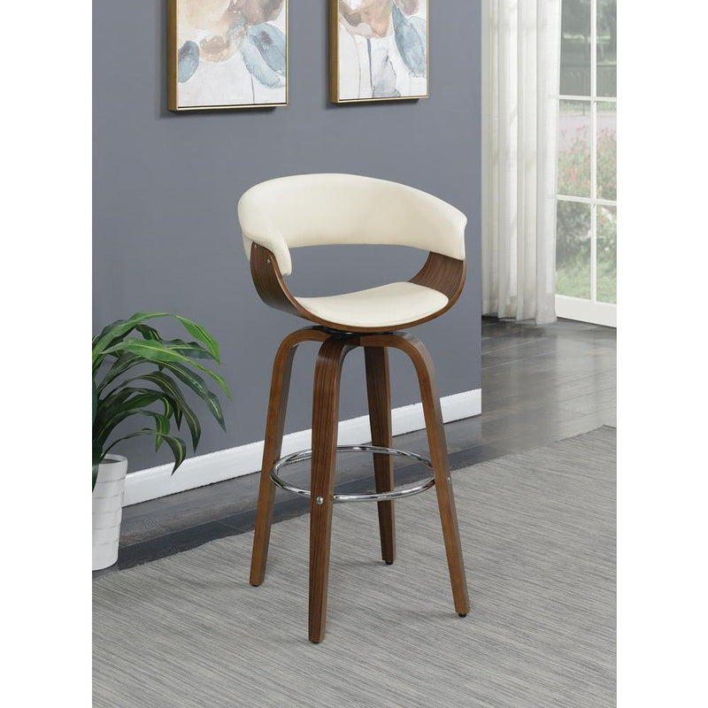 Zion Upholstered Swivel Bar Stool Walnut and Ecru