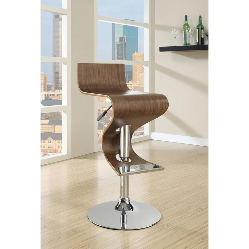 Covina Adjustable Bar Stool Walnut and Chrome